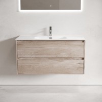 Тумба с раковиной Sancos Libra 100 дуб галифакс натуральный, белая раковина CN7003