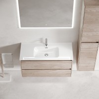 Тумба с раковиной Sancos Libra 100 дуб галифакс натуральный, белая раковина CN7003