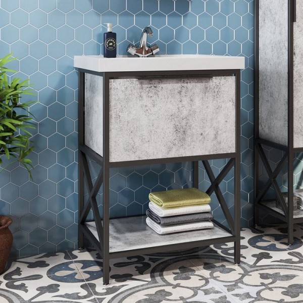 Тумба с раковиной Mixline Бруклин 60 бетон