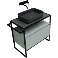 Тумба под раковину со столешницей Allen Brau Priority 80 напольная, папирус матовый, столешница графит