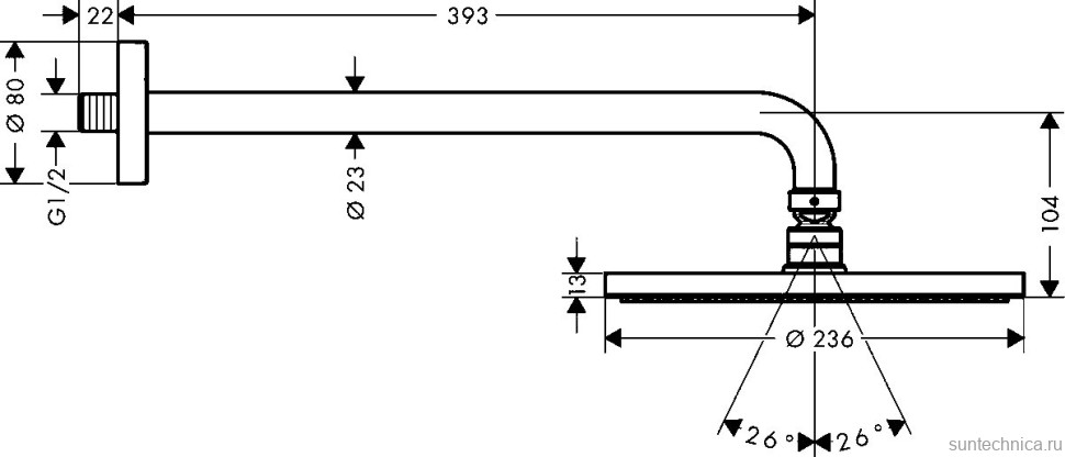 Верхний душ Hansgrohe Raindance S 240 1jet 27607000 хром