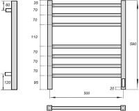 Полотенцесушитель электрический Point Вега PN71856 50х60, хром