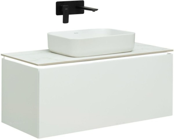 Тумба с раковиной Allen Brau Infinity 100 1+1, подвесная, белый матовый, столешница мрамор