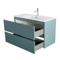 Тумба с раковиной BelBagno Uno 100 подвесная, 2 ящика, матовая голубая