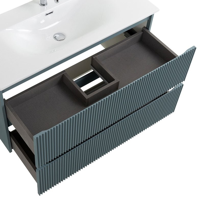 Тумба с раковиной BelBagno Uno 100 подвесная, 2 ящика, матовая голубая