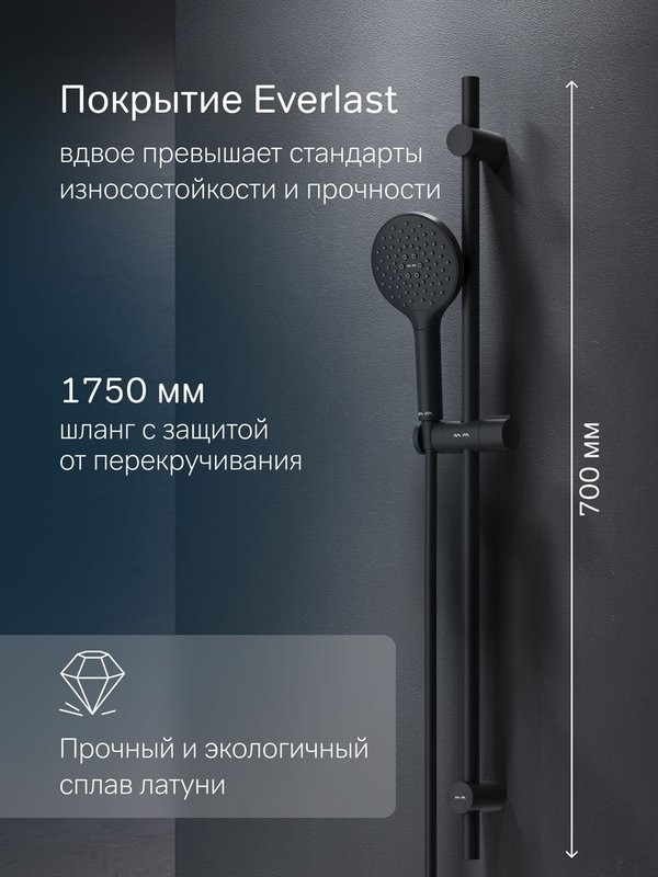 Душевой гарнитур AM.PM Like F0180022 черный