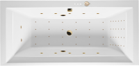 Акриловая ванна Excellent Crown Grand Nano 190x90 см, встраиваемая, с гидромассажем, белая, с каркасом, со сливом-переливом, фурнитура золото