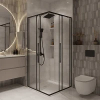 Душевой уголок Niagara Nova NG-6824-34BLACK 100x100, профиль черный матовый, стекло прозрачное