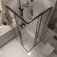 Душевой уголок Niagara Nova NG-6824-34BLACK 100x100, профиль черный матовый, стекло прозрачное