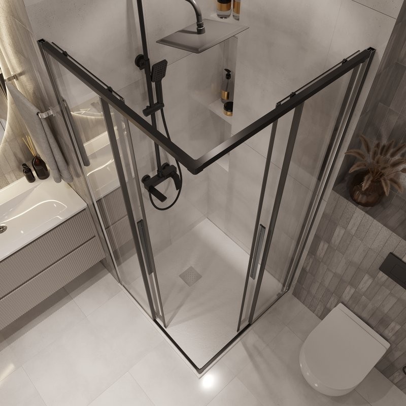 Душевой уголок Niagara Nova NG-6824-34BLACK 100x100, профиль черный матовый, стекло прозрачное