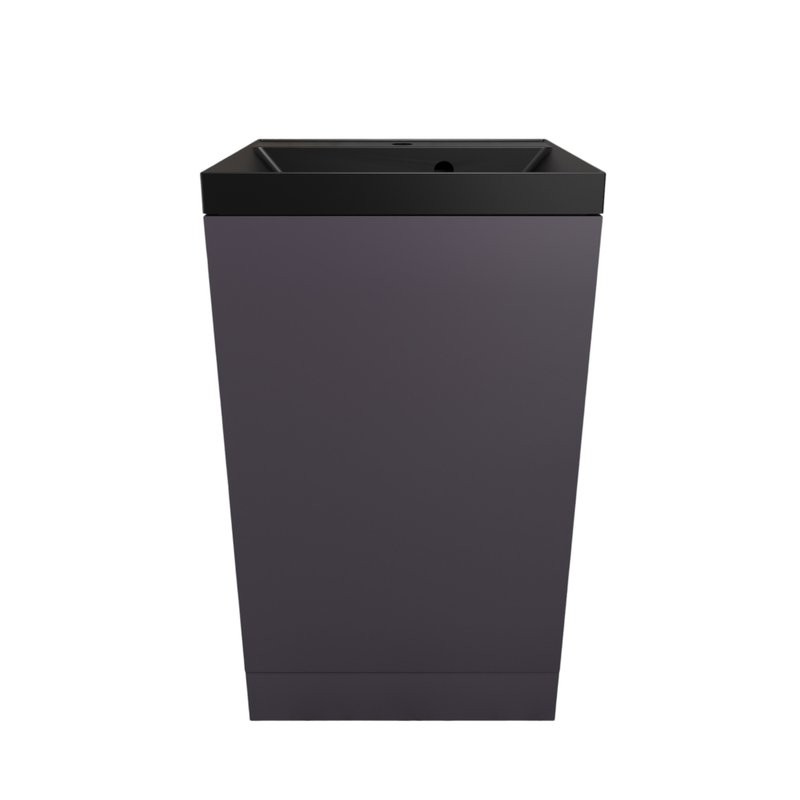 Тумба с раковиной Style Line Моно 50 напольная, графит нубук, раковина Asti 50 антрацит