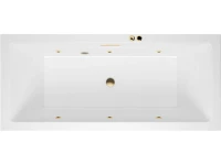Акриловая ванна Excellent Heaven Slim Soft 180x80 см, встраиваемая, с гидромассажем, белая, с каркасом, со сливом-переливом, фурнитура золото