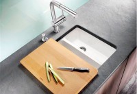 Мойка кухонная Blanco Subline 350/150-U глянцевая белая, с отводной арматурой InFino