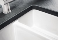 Мойка кухонная Blanco Subline 350/150-U глянцевая белая, с отводной арматурой InFino