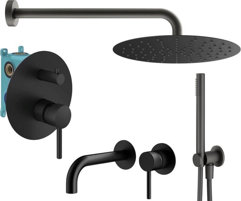 Комплект для ванной Plumberia Selection Ixo KITXO18NO210 С ВНУТРЕННЕЙ ЧАСТЬЮ, черный матовый