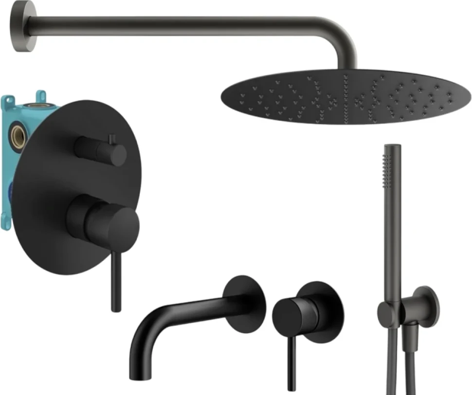 Комплект для ванной Plumberia Selection Ixo KITXO18NO210 С ВНУТРЕННЕЙ ЧАСТЬЮ, черный матовый