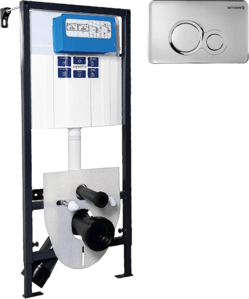 Комплект Инсталляция BETTOSERB Sava Fix Slim 40006456 + Кнопка Twin 40006464 цвет глянцевый хром