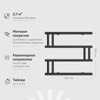 Полотенцесушитель электрический EWRIKA Пенелопа M 60х53, черный