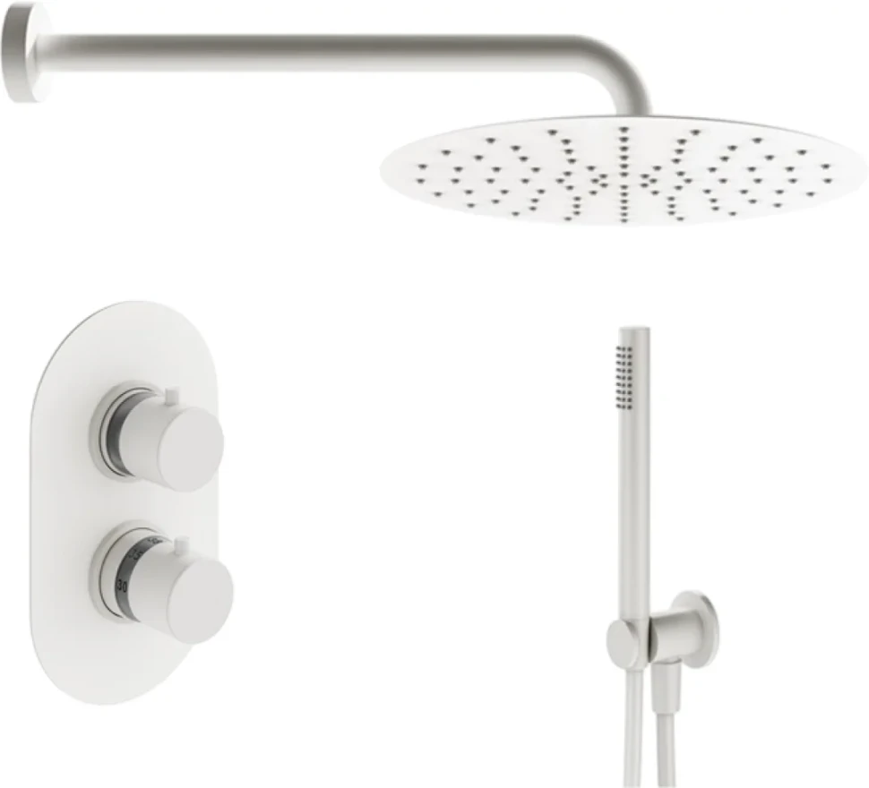 Душевой комплект Plumberia Selection Ixo KITXOT18BO С ВНУТРЕННЕЙ ЧАСТЬЮ, белый матовый