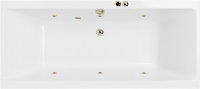 Акриловая ванна Excellent Pryzmat Slim Soft 160x75 см, встраиваемая, с гидромассажем, белая, с каркасом, со сливом-переливом, фурнитура бронза
