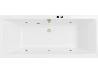 Акриловая ванна Excellent Pryzmat Slim Soft 160x75 см, встраиваемая, с гидромассажем, белая, с каркасом, со сливом-переливом, фурнитура бронза