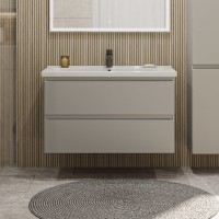 Тумба с раковиной SanStar Riana 100 подвесная, grey, раковина Миранда 100