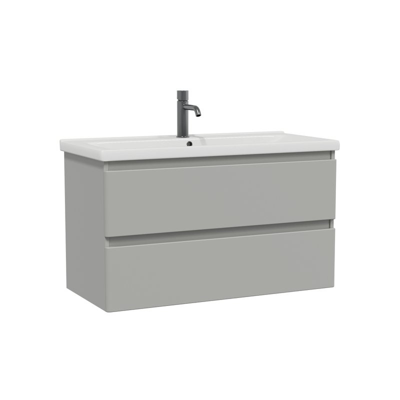 Тумба с раковиной SanStar Riana 100 подвесная, grey, раковина Миранда 100