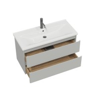 Тумба с раковиной SanStar Riana 100 подвесная, grey, раковина Миранда 100