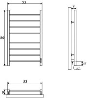 Полотенцесушитель электрический Двин S plaza neo 80х50, матовое золото