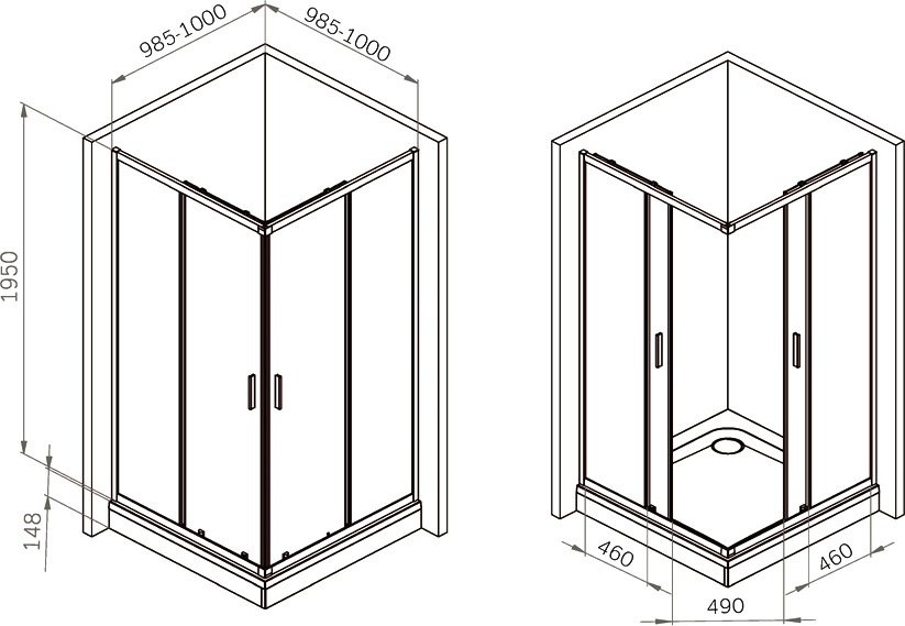 Душевой уголок AM.PM Gem W90G-403-100100-MT 100х100 см