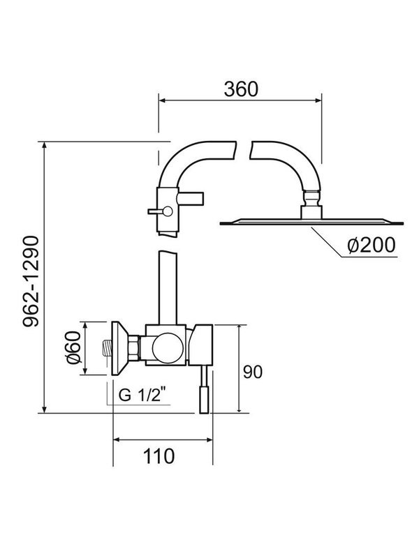 Душевая стойка РМС SUS124-003DK-3