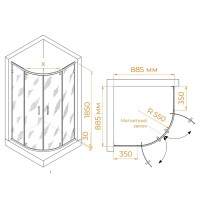 Душевой уголок RGW Classic CL-55-B 90х90x185, профиль матовый черный, стекло прозрачное