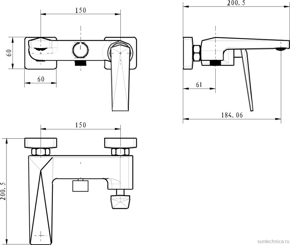 Смеситель для ванны с душем Boheme Venturo 373