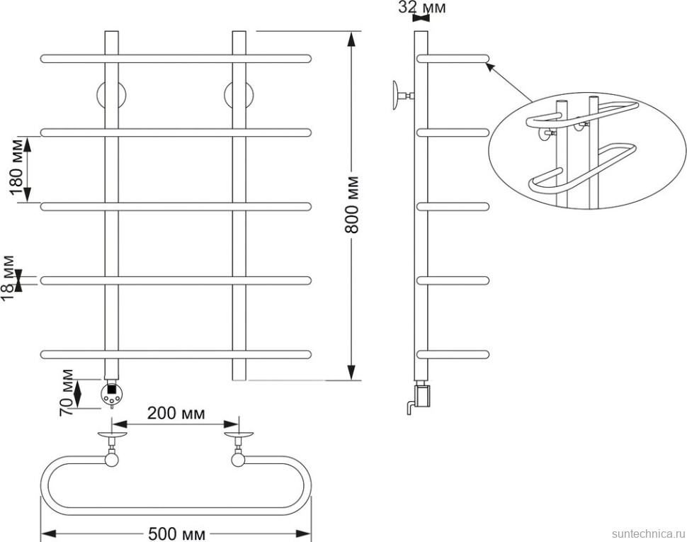 Полотенцесушитель электрический Secado Венеция 4603777477912 85x50 см, подключение слева, бронза, лесенка, латунь