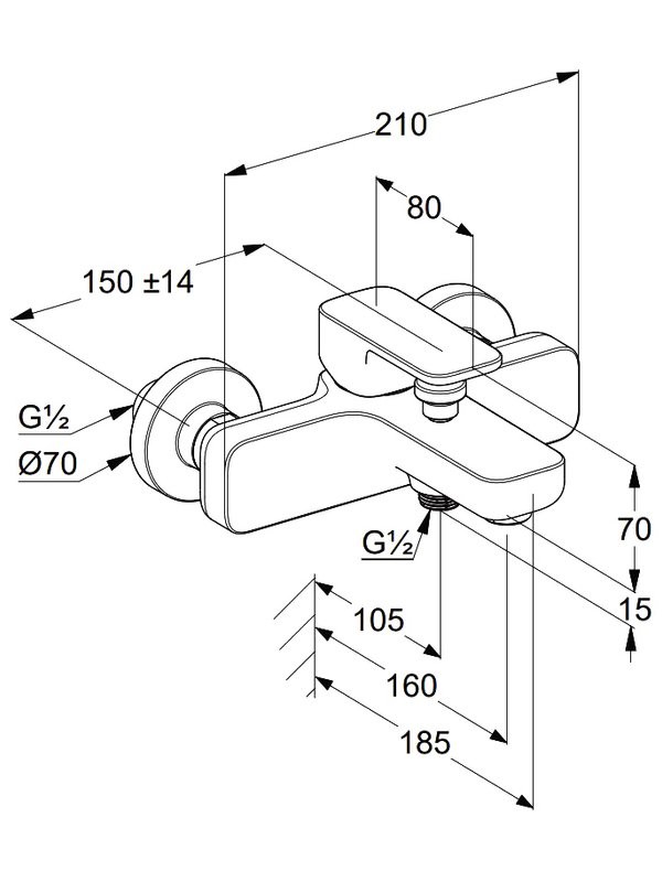 Смеситель для ванны с душем Kludi Renon 42691N275 оружейная сталь PVD