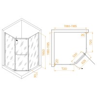 Душевой уголок RGW Passage PA-081B 120х120, профиль черный, стекло матовое