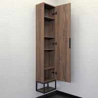 Шкаф пенал для ванной Comforty Порто 35 дуб темно-коричневый