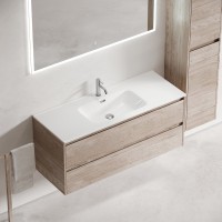 Тумба с раковиной Sancos Libra 120 дуб галифакс натуральный, белая раковина CN7006