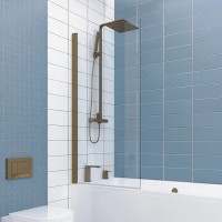 Шторка на ванну Kubele DE020 DE020P601-CLN-BR- 85х150 150х85, профиль бронза светлая