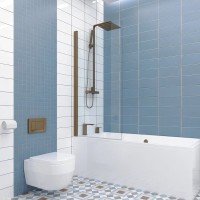 Шторка на ванну Kubele DE020 DE020P601-CLN-BR- 85х150 150х85, профиль бронза светлая