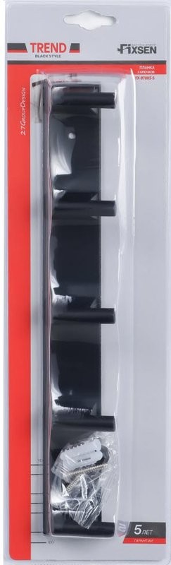 Крючок Fixsen Trend FX-97805-5 черный, 5 крючков