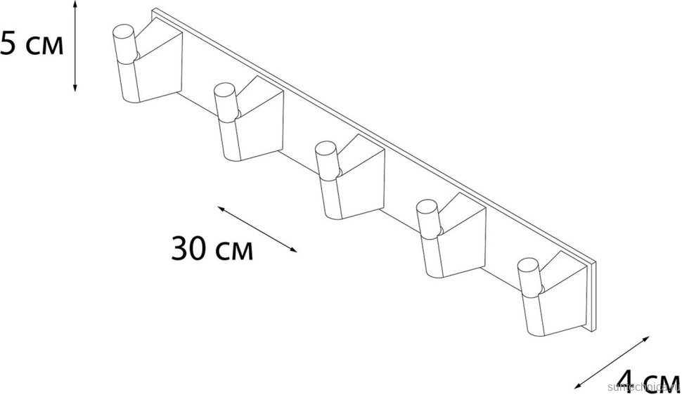Крючок Fixsen Trend FX-97805-5 черный, 5 крючков