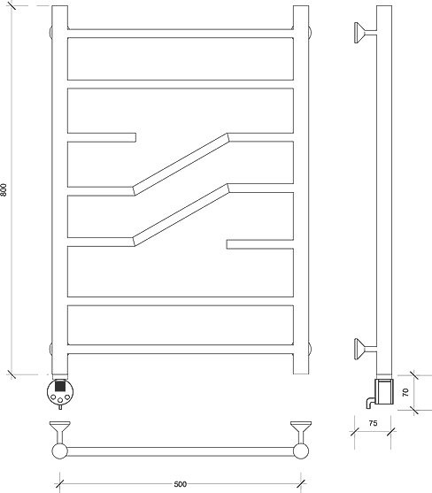 Полотенцесушитель электрический Secado Риволи 4603777457945 85x55 см, подключение слева, глянцевый хром, лесенка
