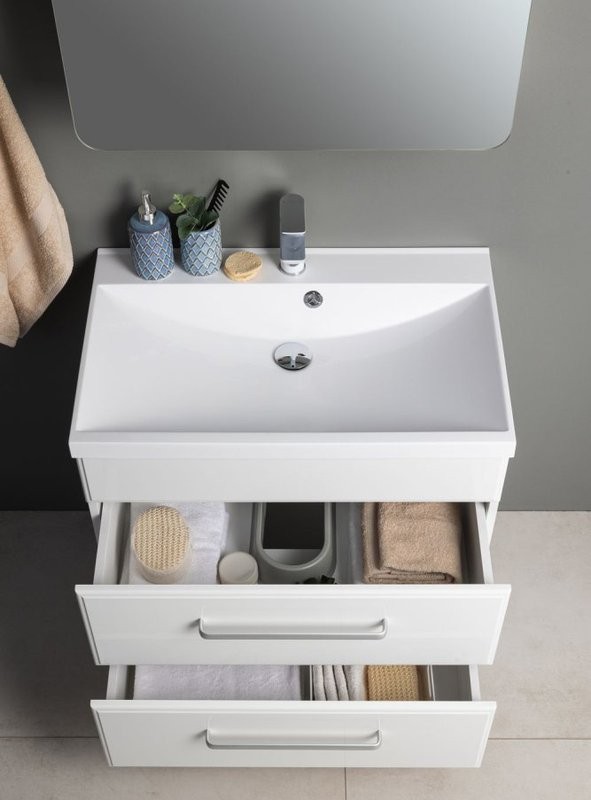 Тумба с раковиной Aquanet Лукка 58 белая глянцевая