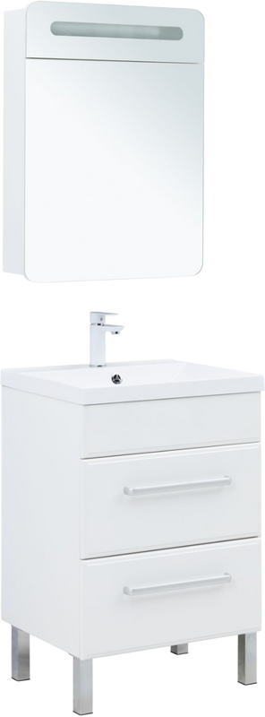 Тумба с раковиной Aquanet Лукка 58 белая глянцевая