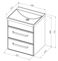Тумба с раковиной Aquanet Лукка 58 белая глянцевая