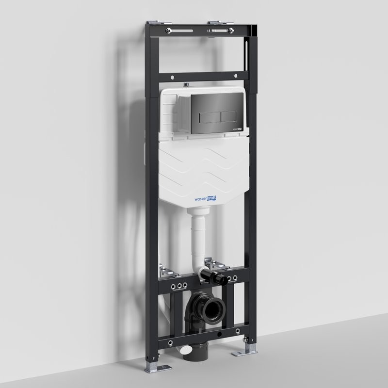 Система инсталляции для унитазов Wasserkraft Alme 15TLT.010.ME.PB03 с кнопкой смыва черной