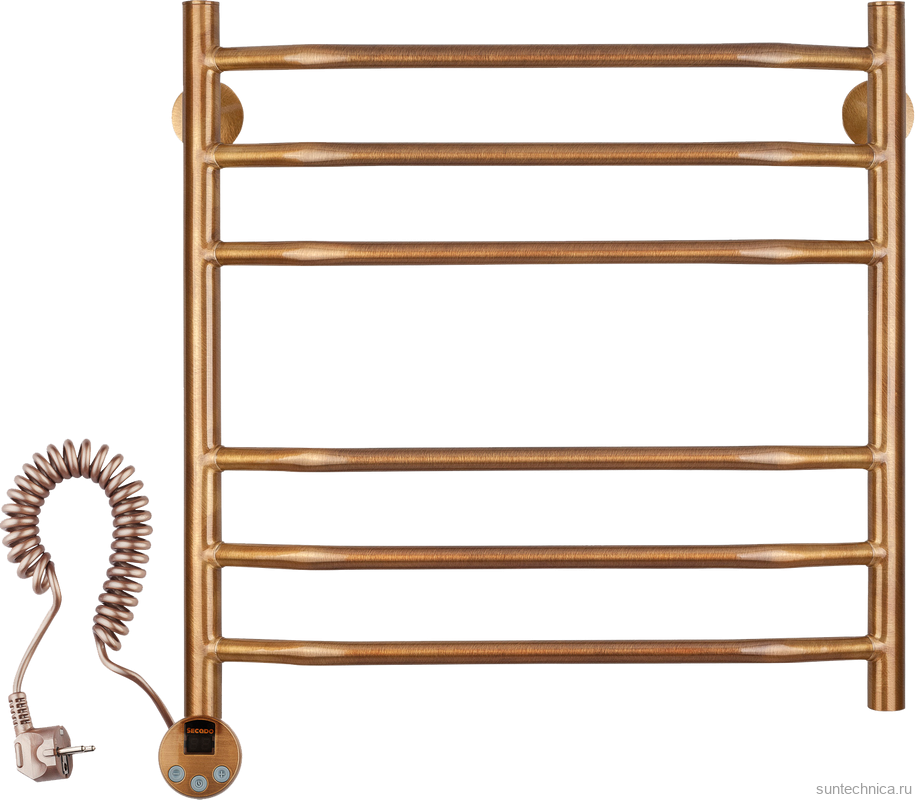 Полотенцесушитель электрический Secado Агата 2 65x55 см, подключение слева, бронза, лесенка, латунь