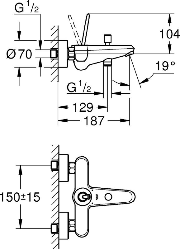 Смеситель для ванны с душем Grohe Eurodisc Joy Eurodisc joy 23431000