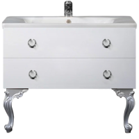 Тумба с раковиной Armadi Art NeoArt 100 white с ручками Drop хром, с ножками